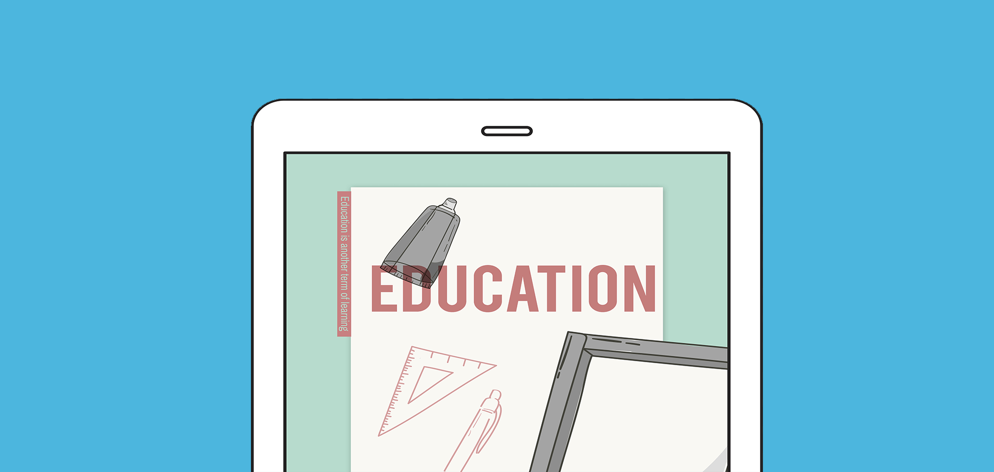 white tablet using an education application